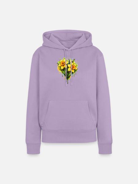 Narzissen im Graffiti Stil - Frauen Premium Bio Hoodie - Lavendel