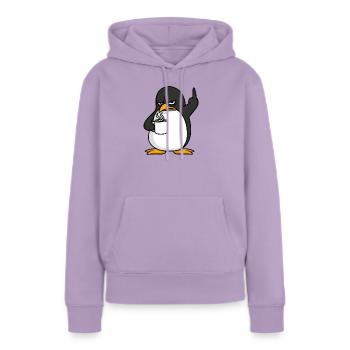 Pinguin Kaffee Kaffeeliebhaber Büro Mittelfinger - Frauen Premium Bio Hoodie - Lavendel - Vorne - AI Model Female 172 light (172cm)