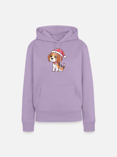 Hunde-Cartoon-Weihnachtsmannhut - Frauen Premium Bio Hoodie - Lavendel