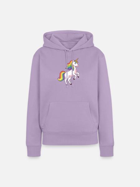 Regenbogenmähne Einhorn - Frauen Premium Bio Hoodie - Lavendel