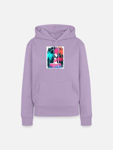 Neon Tropics Silhouette Romance - Frauen Premium Bio Hoodie - Lavendel