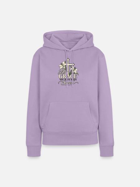By Grace – Kreuz und Lilien - Frauen Premium Bio Hoodie - Lavendel