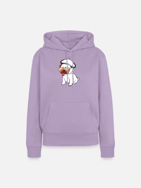 Dummer Zungen-Mops - Frauen Premium Bio Hoodie - Lavendel