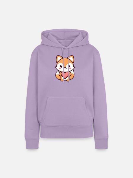 Kawaii-Fuchs im Herzen - Frauen Premium Bio Hoodie - Lavendel