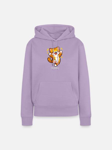 Freudige orangefarbene Katzensprung - Frauen Premium Bio Hoodie - Lavendel