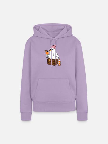 Möwe mit Cocktail im Strandlook - Frauen Premium Bio Hoodie - Lavendel