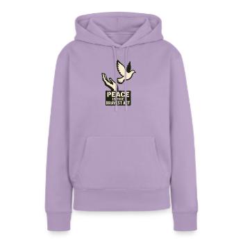 Frieden - Frauen Premium Bio Hoodie - Lavendel - Vorne - AI Model Female 172 light (172cm)