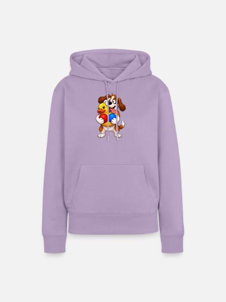 Aufgeregtes Hundequietschen-Spielzeug-Überload - Frauen Premium Bio Hoodie - Lavendel