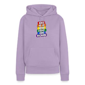Das B in AfD steht für Bildung – Satire - Frauen Premium Bio Hoodie - Lavendel - Vorne - AI Model Female 172 light (172cm)