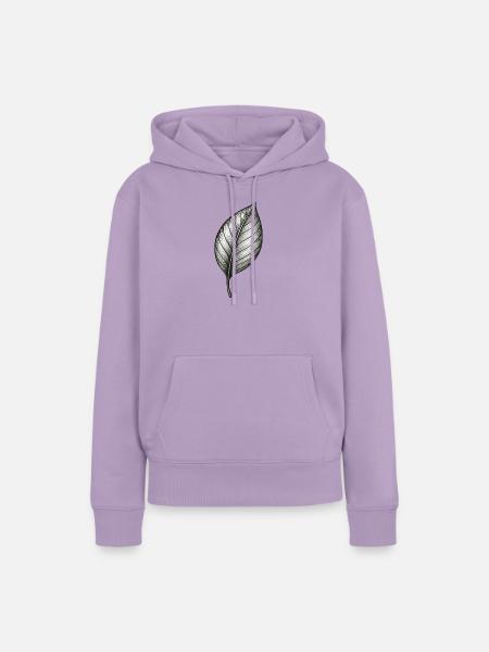 Monochromes Blattdetail - Frauen Premium Bio Hoodie - Lavendel