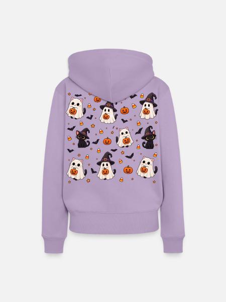 Cutes Halloween-Katzen-Muster - Frauen Premium Bio Hoodie - Lavendel