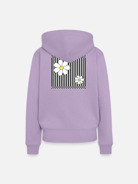 Stripes & Flowers - Frauen Premium Bio Hoodie - Lavendel