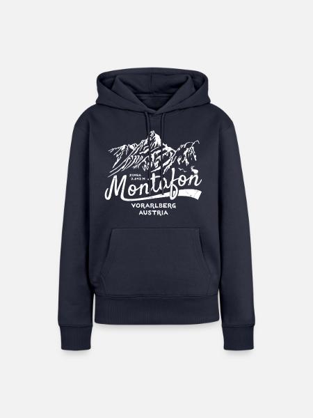 Montafon Zimba weiss/dis - Frauen Premium Bio Hoodie - Navy