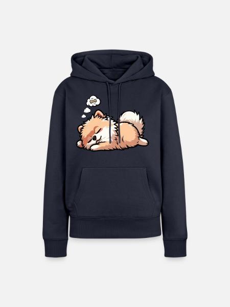 Zwergspitz Zwergspitze Spitzhund Zwergspitzhalter - Frauen Premium Bio Hoodie - Navy