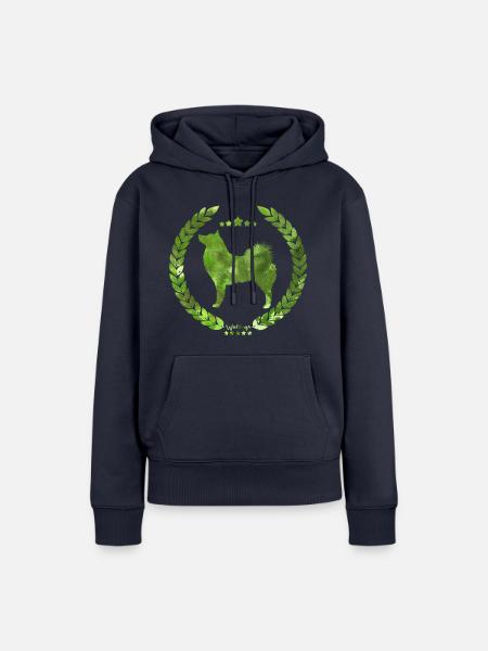 Finnisches Spitzohr-Armee-Grün - Frauen Premium Bio Hoodie - Navy