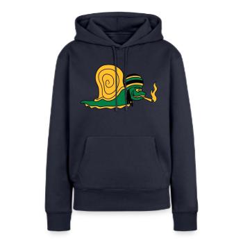 kiffer kiffen drogues conjointes fumer jamaica raggae - Sweat à capuche Premium bio Femme - bleu marine - Devant - Julia (174cm)