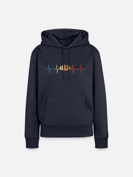 Schach Schachspieler Herzschlag - Frauen Premium Bio Hoodie - Navy