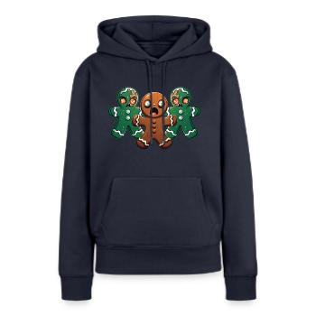 Walking Gingerbread - Frauen Premium Bio Hoodie - Navy - Vorne - Julia (174cm)