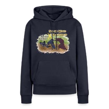 Mönch von Lützerath - Frauen Premium Bio Hoodie - Navy - Vorne - Julia (174cm)