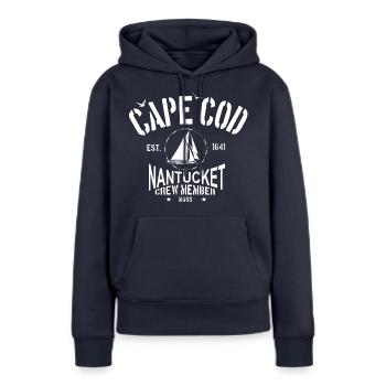 Cape Cod Nantucket - Sweat à capuche Premium bio Femme - bleu marine - Devant - Julia (174cm)
