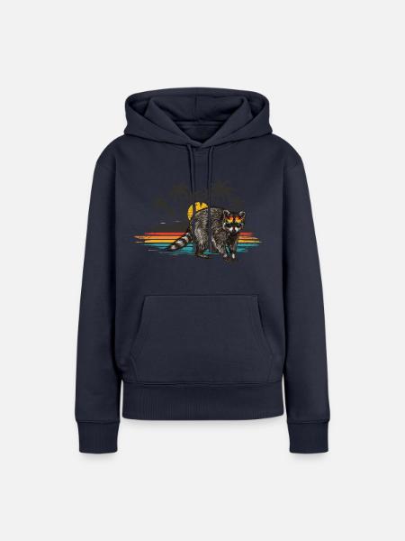 Waschbär Strand Sommer Edition - Frauen Premium Bio Hoodie - Navy