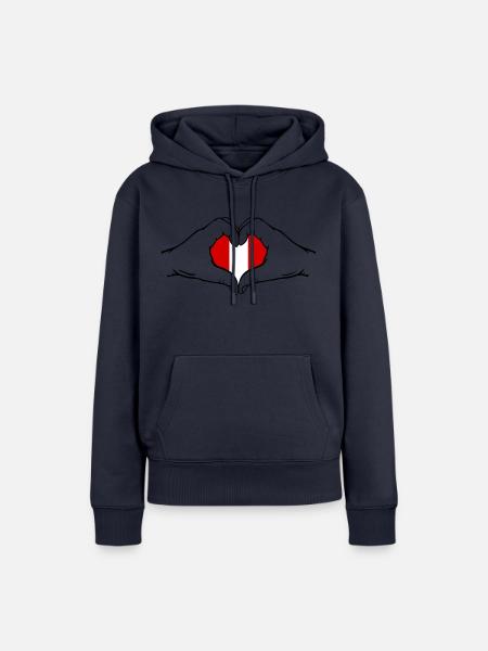 Peru Flagge Herzform - Frauen Premium Bio Hoodie - Navy
