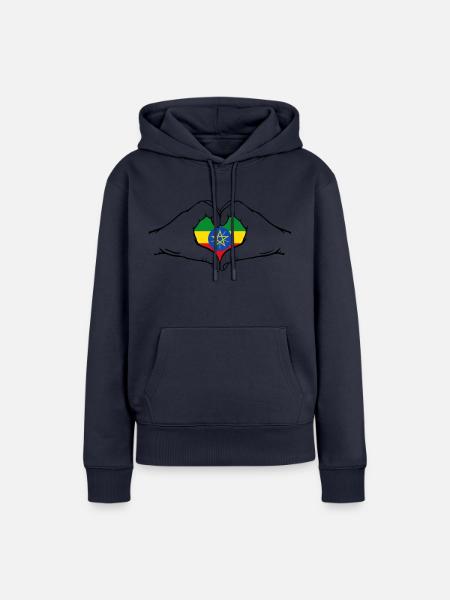 Äthiopien Flagge Herzform - Frauen Premium Bio Hoodie - Navy