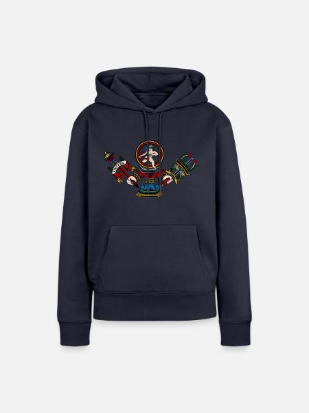 Zusammensetzung der Bergamo-Kartenäxte - Frauen Premium Bio Hoodie - Navy