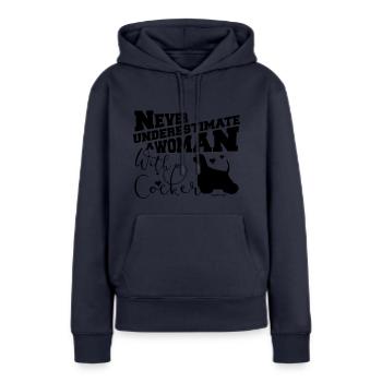 womancockerunderestimate2 - Sweat à capuche Premium bio Femme - bleu marine - Devant - Julia (174cm)