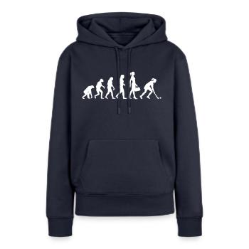 Evolution Hockey Frauen Hockeyspielerin - Frauen Premium Bio Hoodie - Navy - Vorne - Julia (174cm)
