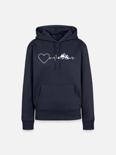 Berge Heartbeat 2 - Frauen Premium Bio Hoodie - Navy