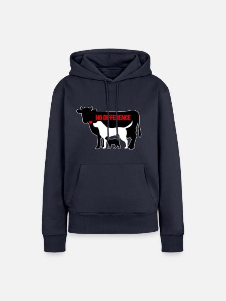 Tiere Kuh Hund Katze NO DIFFERENCE Vegan Geschenk - Frauen Premium Bio Hoodie - Navy