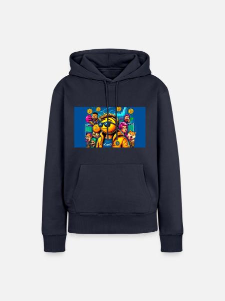 Krypto-Chaos: Bitcoin vs. ETH - Frauen Premium Bio Hoodie - Navy
