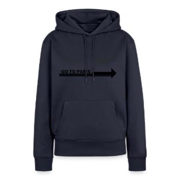 ALLER À PARIS - Sweat à capuche Premium bio Femme - bleu marine - Devant - Julia (174cm)