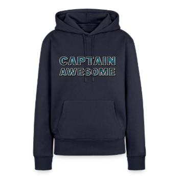 CAPTAIN AWESOME - Frauen Premium Bio Hoodie - Navy - Vorne - Julia (174cm)