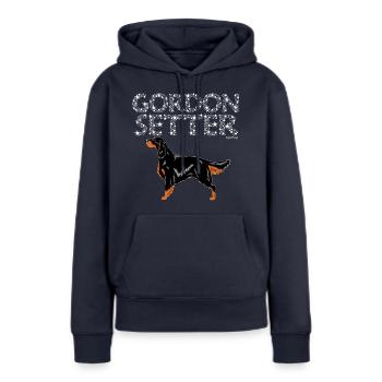 Gordon Setter Bling - Sweat à capuche Premium bio Femme - bleu marine - Devant - Julia (174cm)