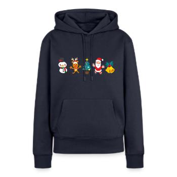 fröhliche Weihnachten - Frauen Premium Bio Hoodie - Navy - Vorne - Julia (174cm)