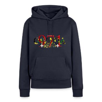 Gwada squad design - Sweat à capuche Premium bio Femme - bleu marine - Devant - Julia (174cm)