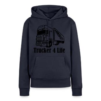 truck02 - Sweat à capuche Premium bio Femme - bleu marine - Devant - Julia (174cm)