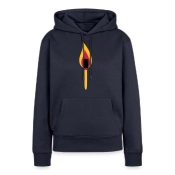 torch - Sweat à capuche Premium bio Femme - bleu marine - Devant - Julia (174cm)