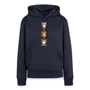 Mât totémique parfait - Sweat à capuche Premium bio Femme - bleu marine - Devant - Julia (174cm)