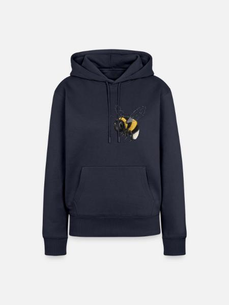 Kleine brummige Hummel Erdhummel Illustration - Frauen Premium Bio Hoodie - Navy