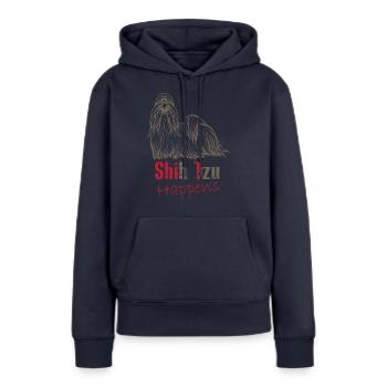 Shit happens - Sweat à capuche Premium bio Femme - bleu marine - Devant - Julia (174cm)
