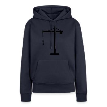 grue - Sweat à capuche Premium bio Femme - bleu marine - Devant - Julia (174cm)