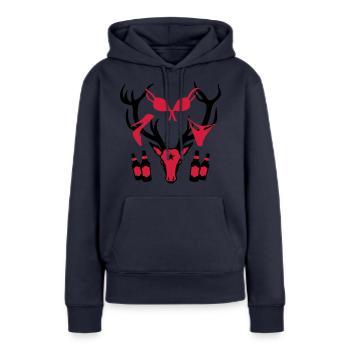 62 Macho Hirsch on Tour Geweih Beute Bier Boys - Frauen Premium Bio Hoodie - Navy - Vorne - Julia (174cm)
