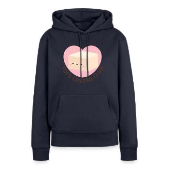 Mignon Vegan Tofu Lovers Club - Sweat à capuche Premium bio Femme - bleu marine - Devant - Julia (174cm)