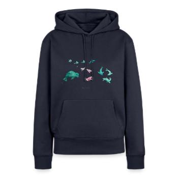 Robben - Frauen Premium Bio Hoodie - Navy - Vorne - Julia (174cm)