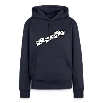 Briefe Nachrichten Sendung message letters - Frauen Premium Bio Hoodie - Navy - Vorne - Julia (174cm)