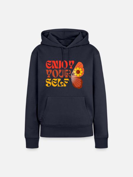 Enjoy Yourself 70ies Style Hippie Schmetterling - Frauen Premium Bio Hoodie - Navy