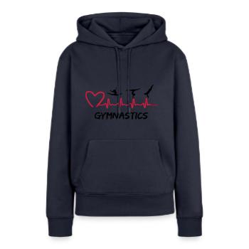 ECG de gymnastique, gymnaste et battement de coeur - Sweat à capuche Premium bio Femme - bleu marine - Devant - Julia (174cm)